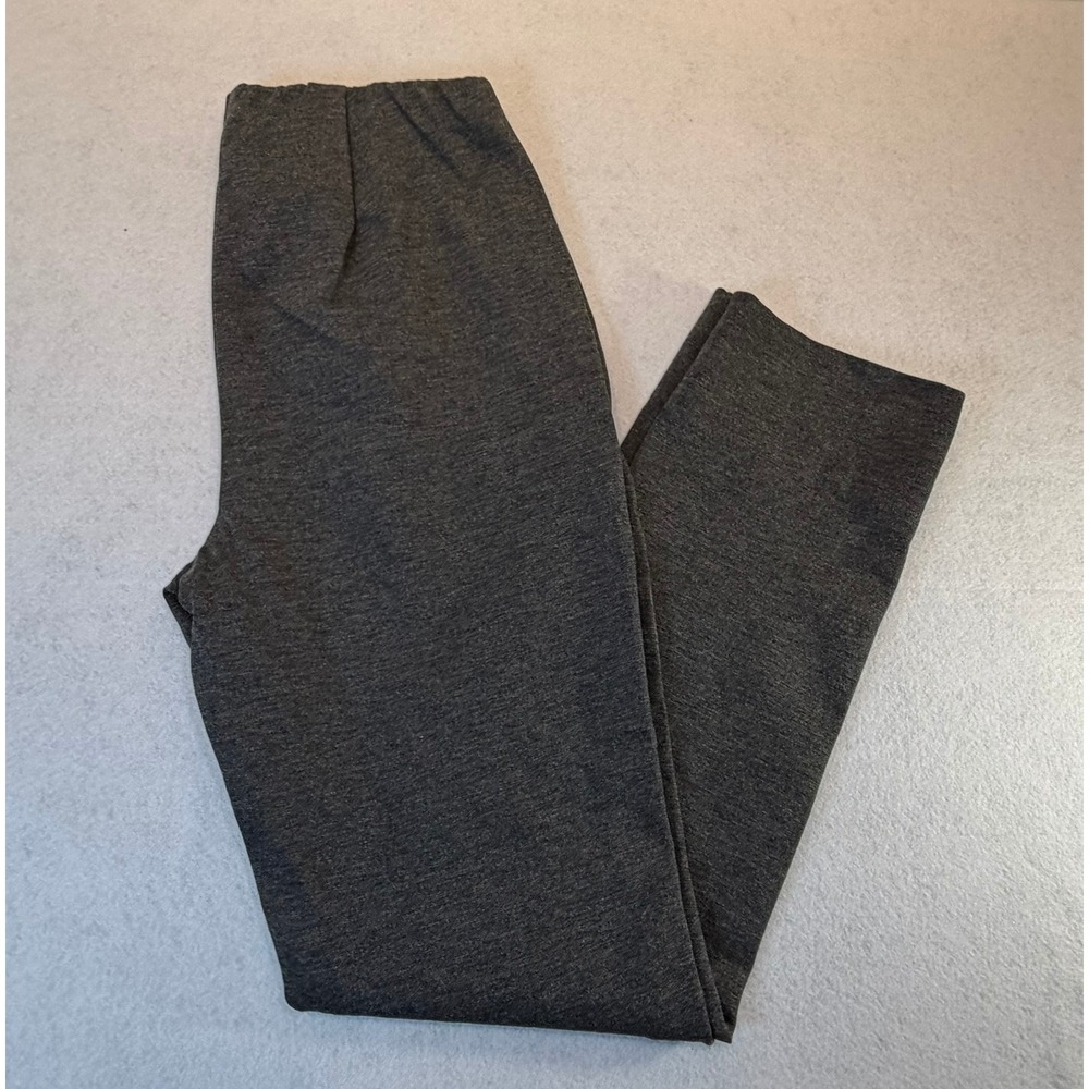 J. Jill Ponte Slim Leg Pants Charcoal Gray Heather Pull On Ankle Slit XS 167801